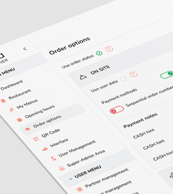 Screenshot to configure order types in the nanea Backoffice