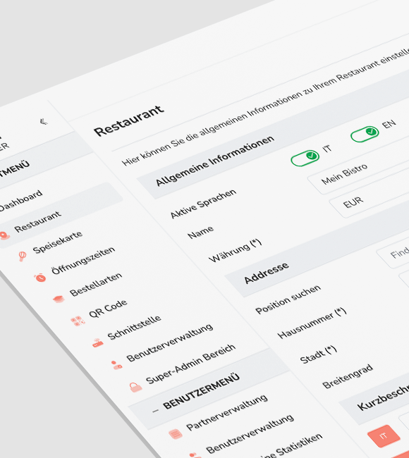 Screenshot für die personalisierung deines Restaurants