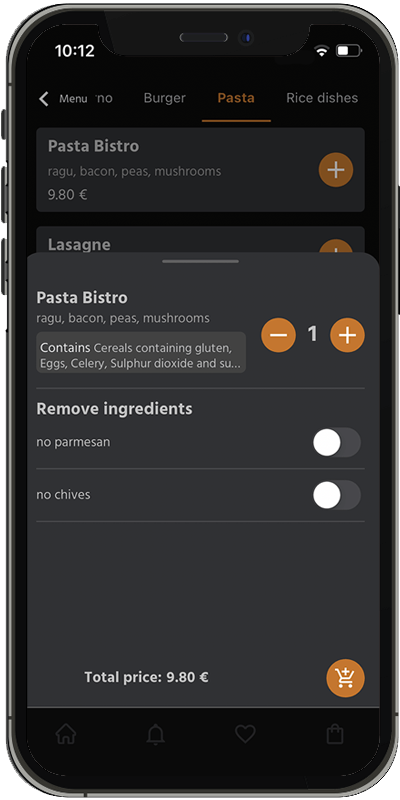 Order overview of an article