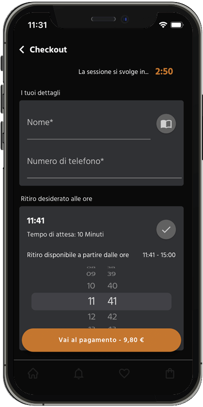 Completare un ordine tramite l'app nanea
